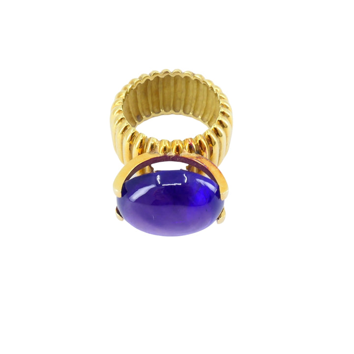Amethyst Ring Signed Tambetti 18k Gold Cocktail Ring