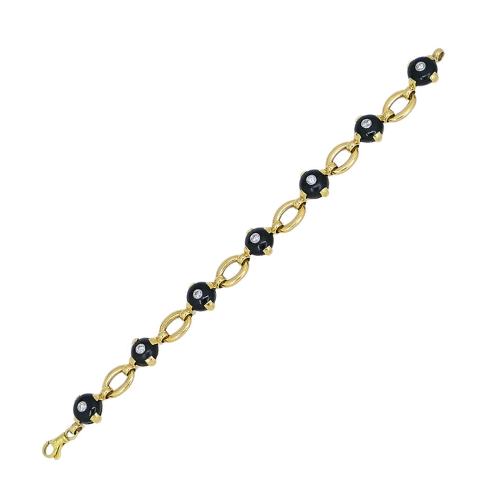 Marzo Paris 18K Gold Onyx Diamond Bracelet