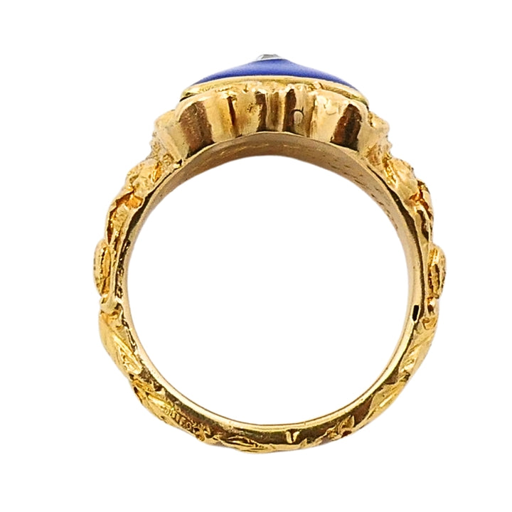 Georgian Lapis Lazuli Ring 18k Gold Diamond