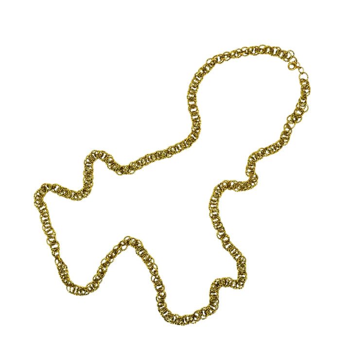 18k Gold Twisted Link Chain Necklace French Jewelry