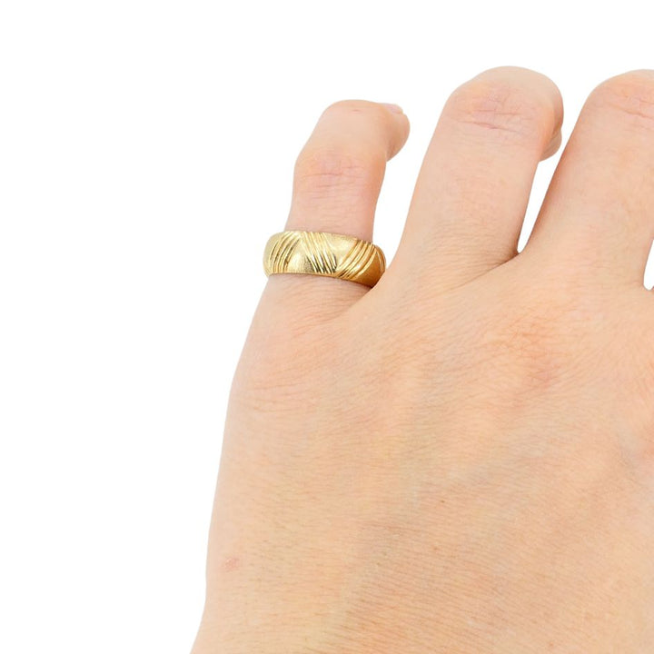 1950s Cartier 14k Gold Brushed Band Ring sz 7