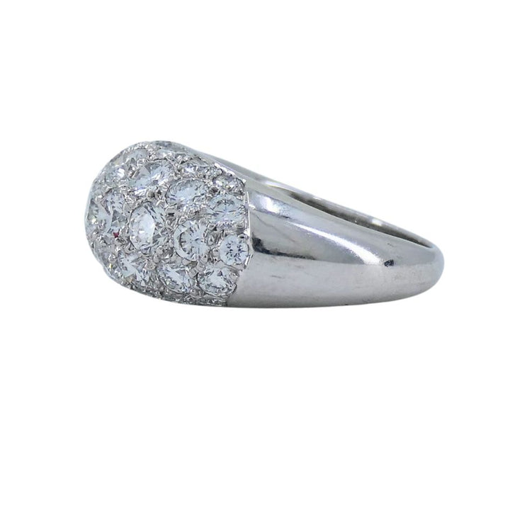 1960s Van Cleef & Arpels 18k White Gold Diamond Bombe Ring