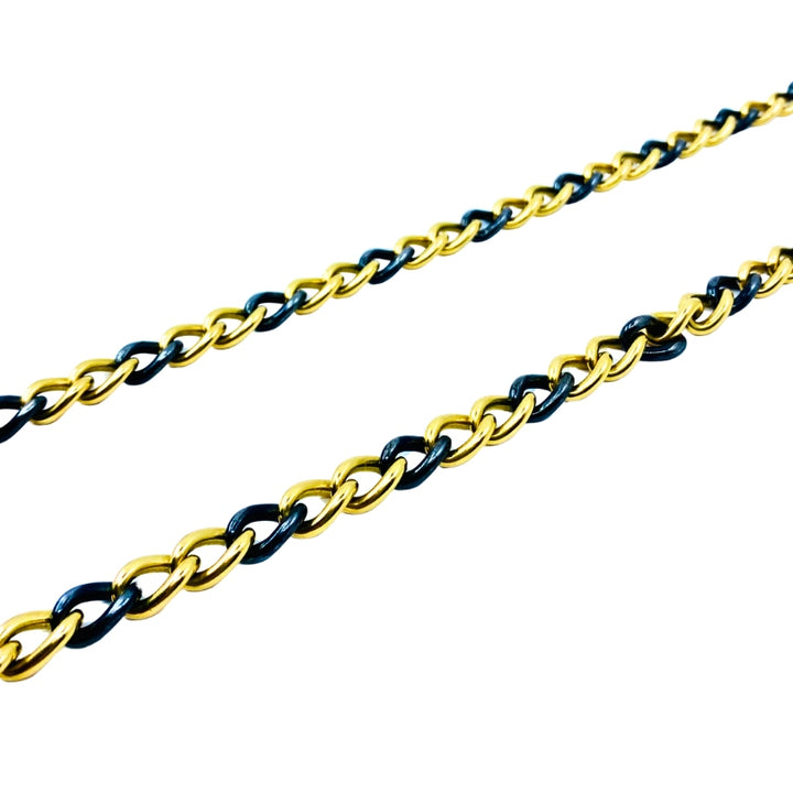 18k Gold Gunmetal Curb Link Chain Necklace