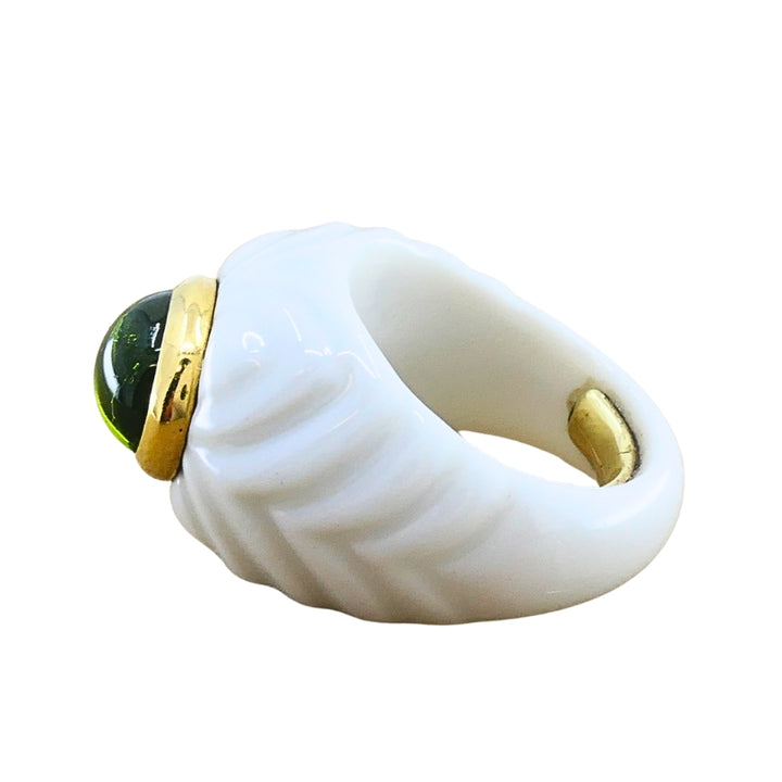 Bvlgari Bulgari Chandra Ring Porcelain Peridot 18k Gold