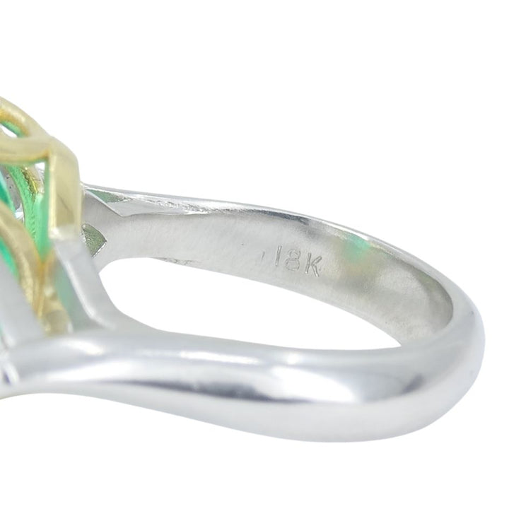Natural 8ct. Emerald Diamond Ring 18k Gold Platinum