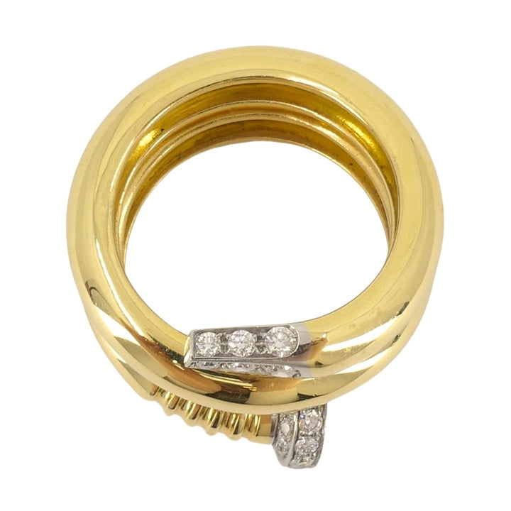 David Webb 18k Gold Platinum Diamond Nail Ring