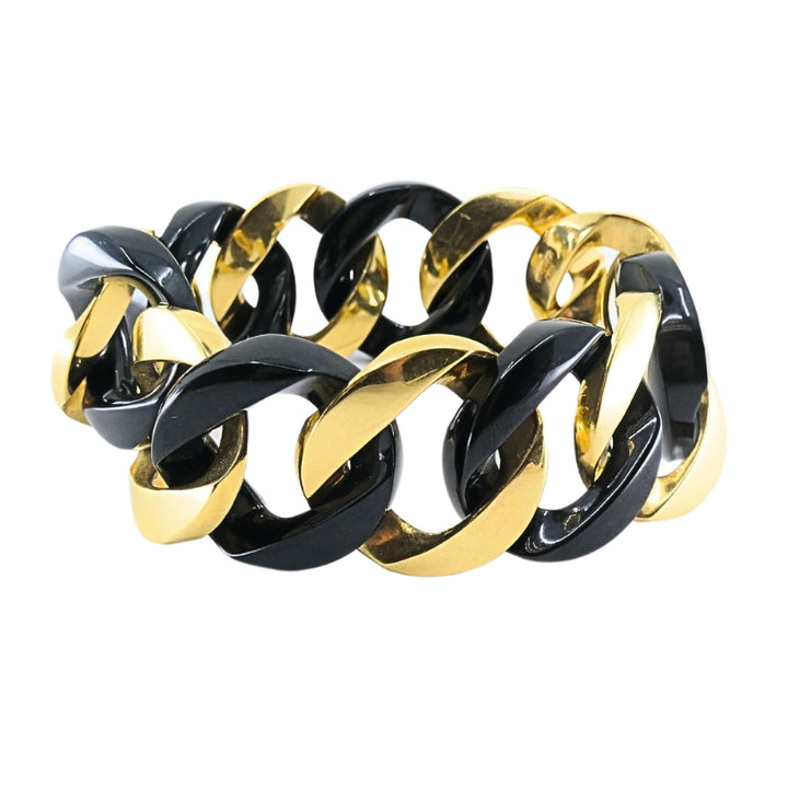 Verdura 18k Gold  Black Jade Curb Link Bracelet