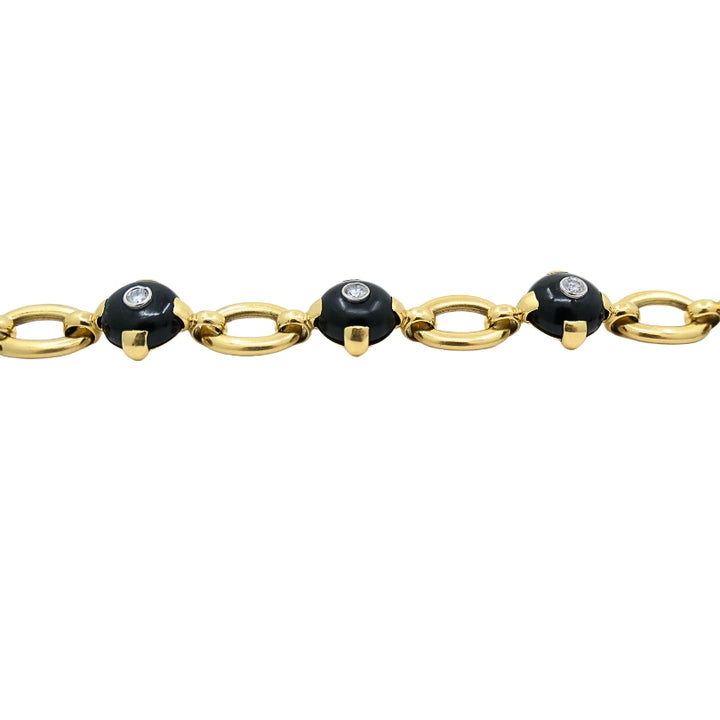 Marzo Paris 18K Gold Onyx Diamond Bracelet