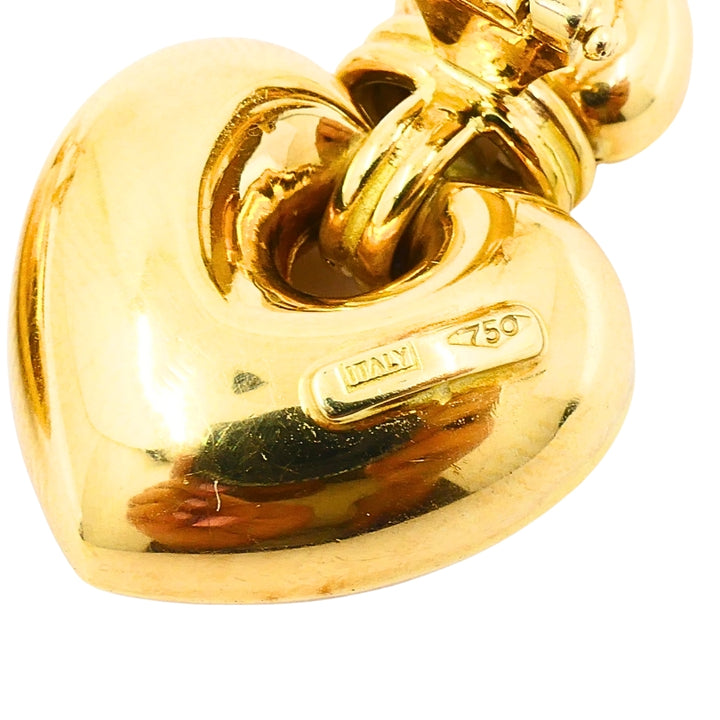 18k Gold Double Heart  Drop Earrings