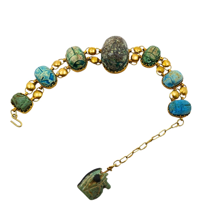 18K Gold Bracelet  Ancient Egyptian Scarabs