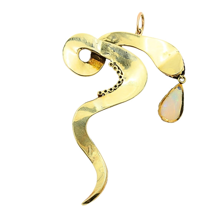 Antique Snake Pendant 14k Gold Enamel Gemstones
