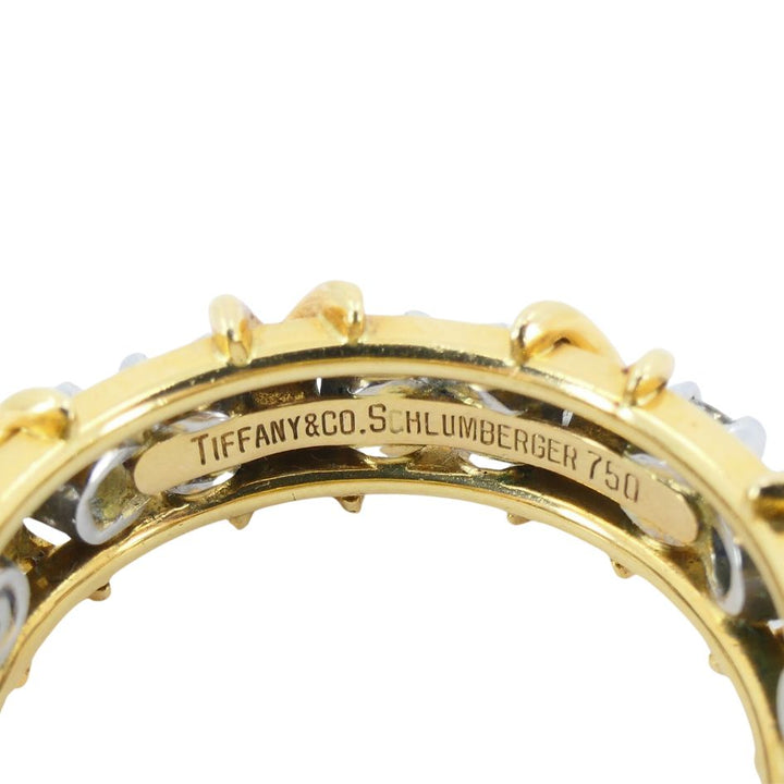 Vintage Schlumberger Tiffany & Co. 18k Gold Platinum Diamond Sapphire Eternity Ring sz 7