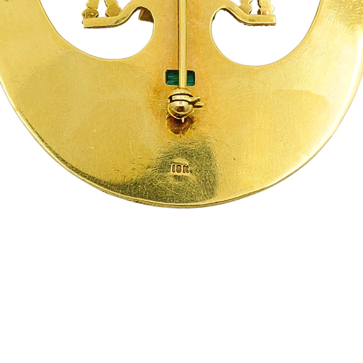 18k Gold Brooch/Pendant Emeralds Pre-Columbian Jewelry