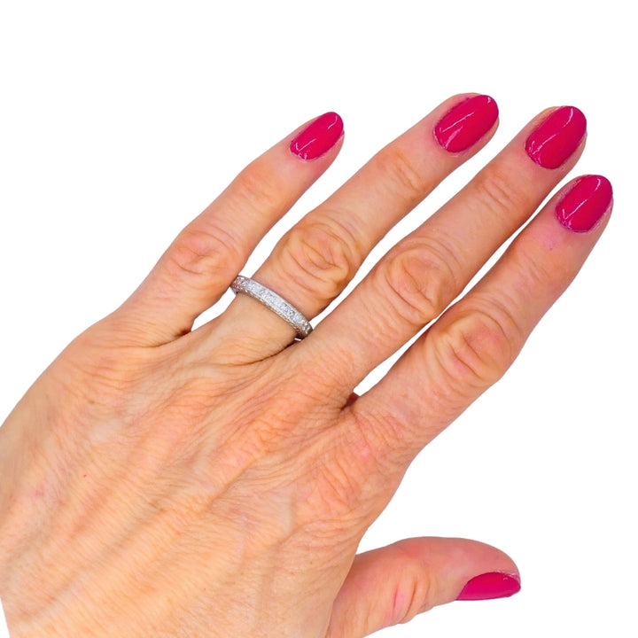 Michael Beaudry Princess Cut Diamond Eternity Band Platinum Size 6 Wedding Ring