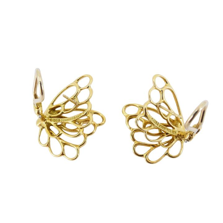 Angela Cummings 18k Gold Butterfly Earrings Vintage Designer Jewelry