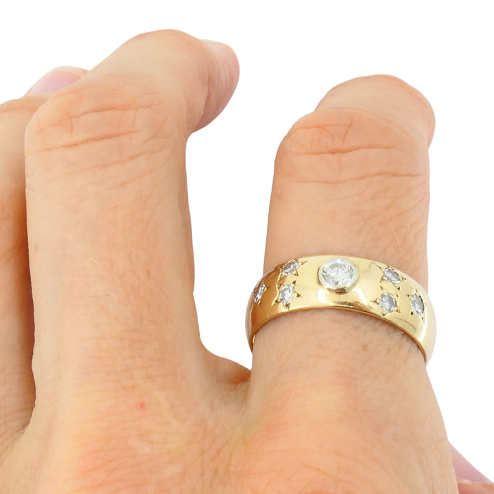 Peacock 14k Gold Diamond Band Ring