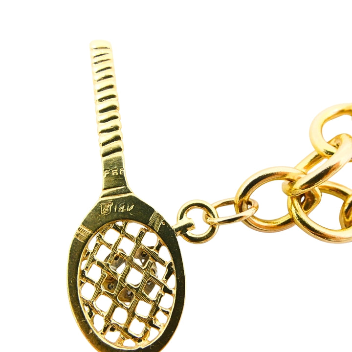 14k Gold Link Charm Bracelet Vintage Jewelry