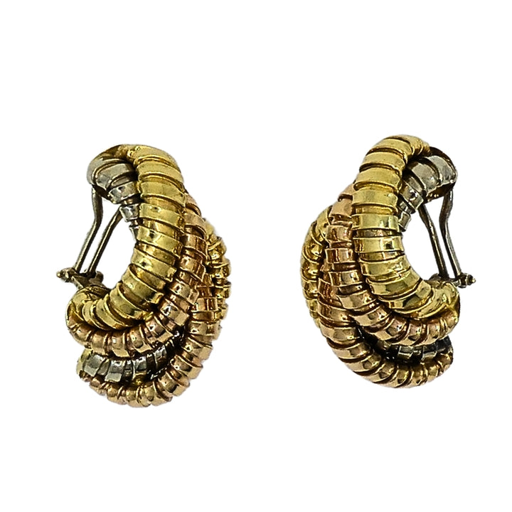 Tallarico Carlo Weingrill Tubogas Earrings Three Tone 18k Gold