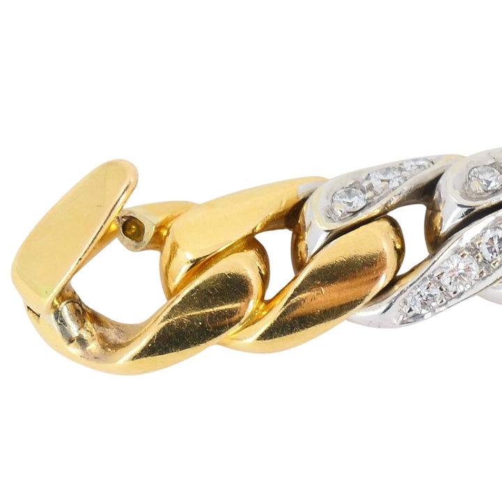 Pomellato 18k Yellow White Gold Diamond Curblink Chain Bracelet