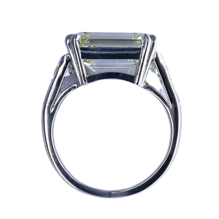 Vintage Platinum Engagement Ring Emerald Cut Diamond 6.28cts Estate Jewelry