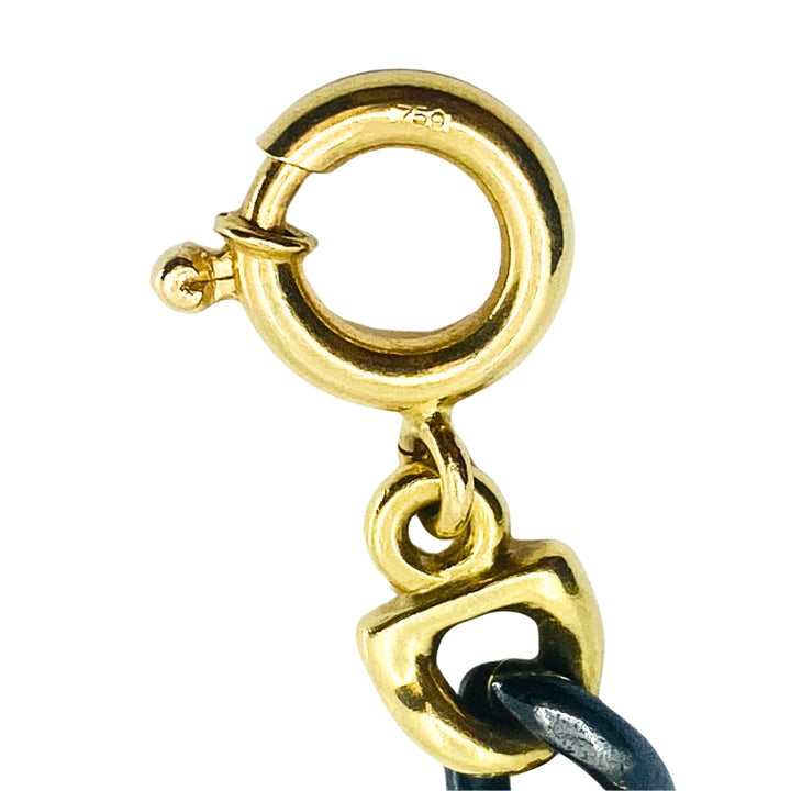 18k Gold Gunmetal Curb Link Chain Necklace