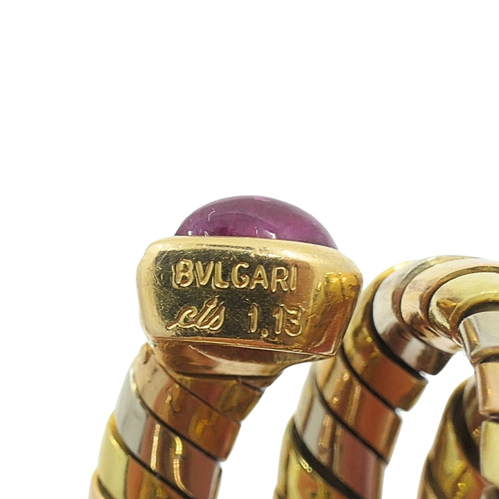 Bvlgari Serpenti Tubogas Tricolor 18k Gold Ruby Ring