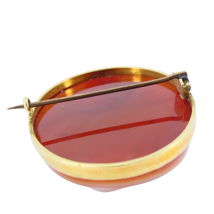 Antique 14K Gold Hardstone Agate Cameo Brooch