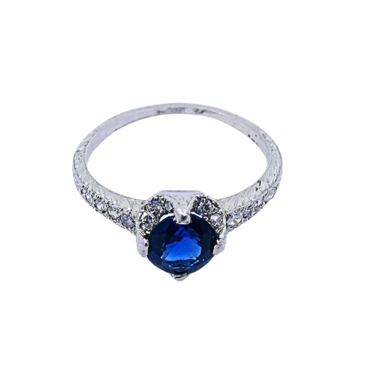 Art Deco Ring Diamond Platinum Sapphire