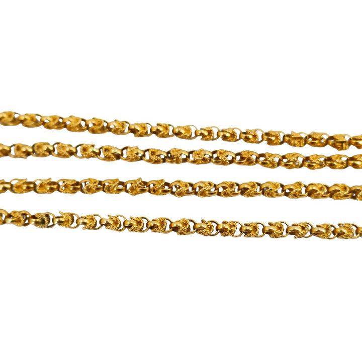 Antique Victorian Gold Mother of Pearl Equestrian Pendant Chain Necklace