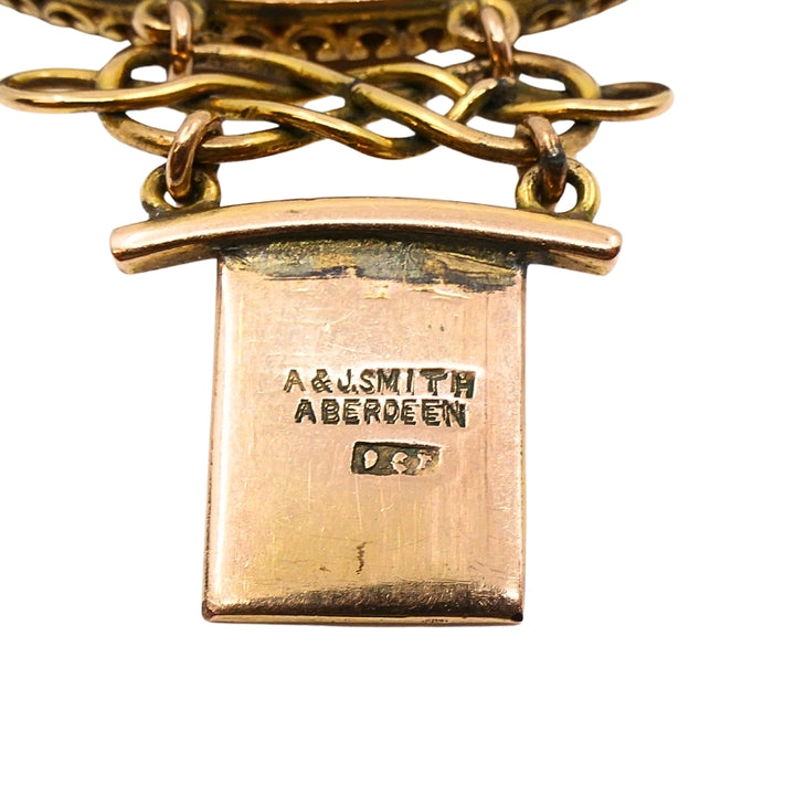 Antique A & J. Smith Aberdeen Scottish Agate 9k Gold Bracelet