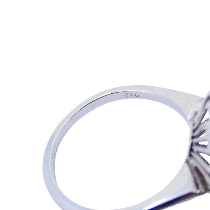 Vintage 18k White Gold Cluster Ring Diamond Ruby 1.75ct Burma