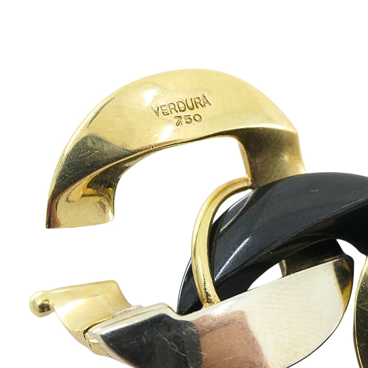 Verdura 18k Gold  Black Jade Curb Link Bracelet
