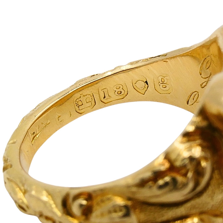Georgian Lapis Lazuli Ring 18k Gold Diamond