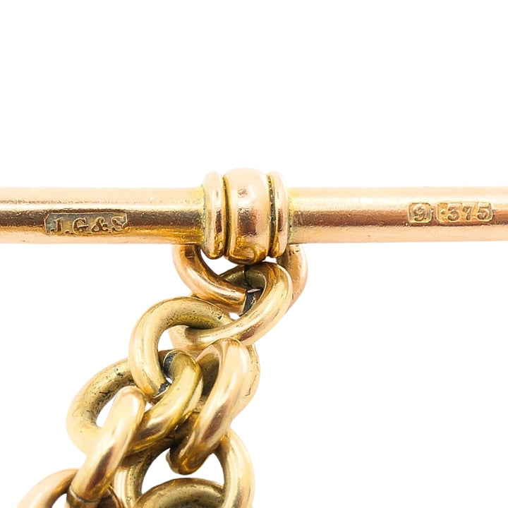 Antique 9k Gold Necklace Toggle Turquoise Locket