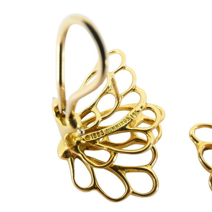 Angela Cummings 18k Gold Butterfly Earrings Vintage Designer Jewelry