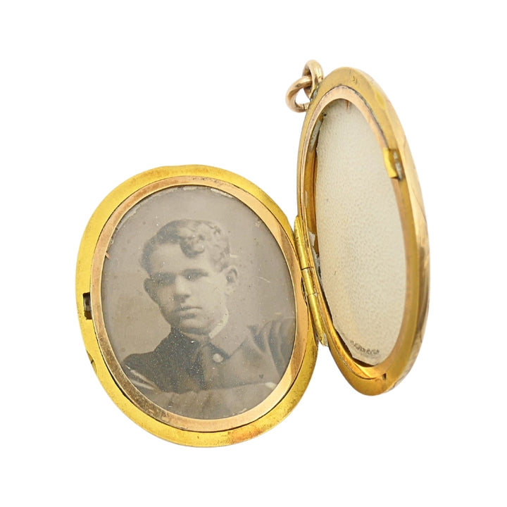 14k Gold Engraved Locket Pendant Gold Antique Watch Chain