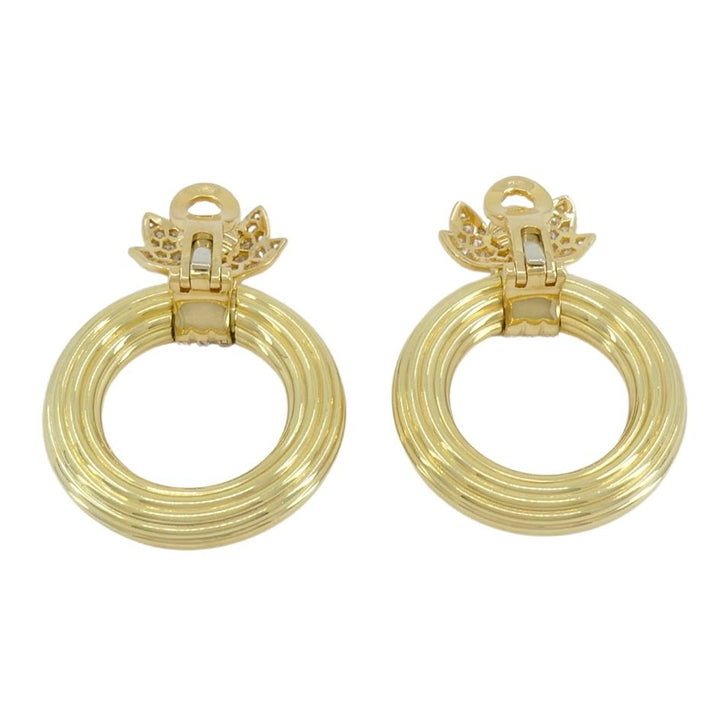 1994 Cartier 18k Gold Diamond Doorknocker Clip Earrings