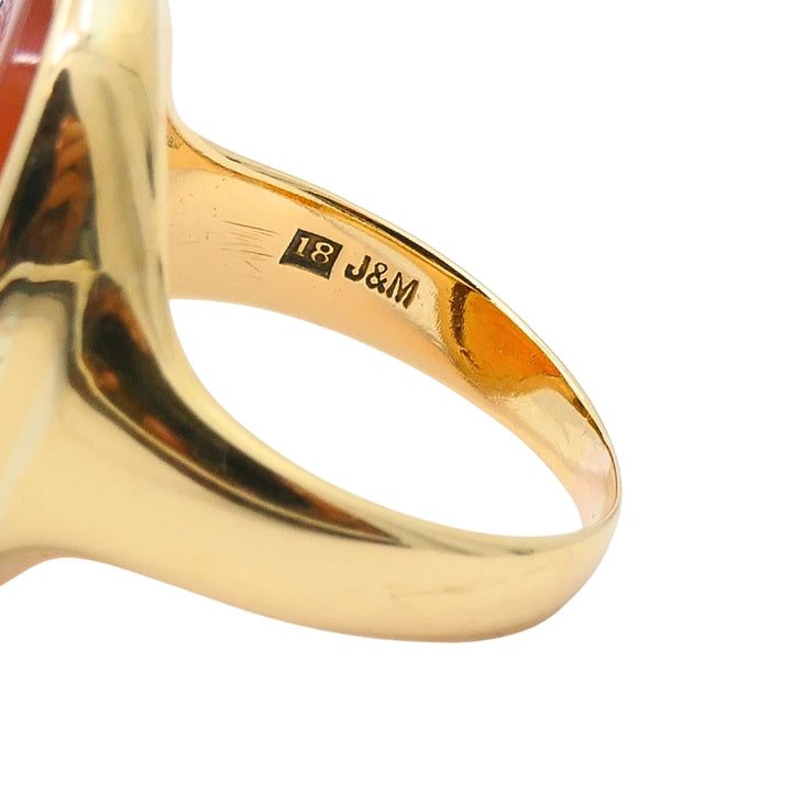 Antique Carnelian Intaglio 18k Gold Signet Ring
