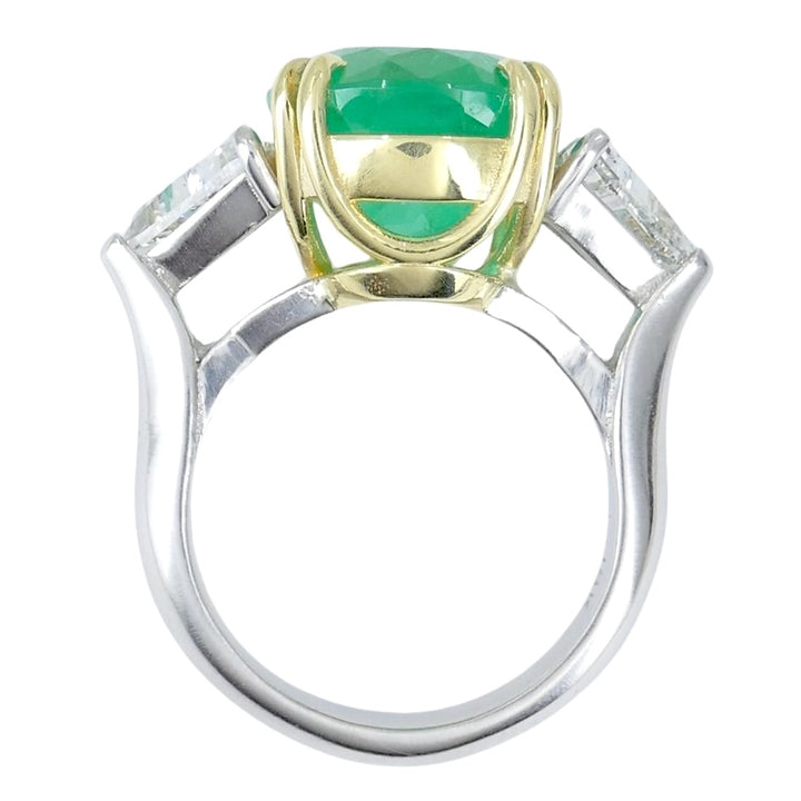 Natural 8ct. Emerald Diamond Ring 18k Gold Platinum