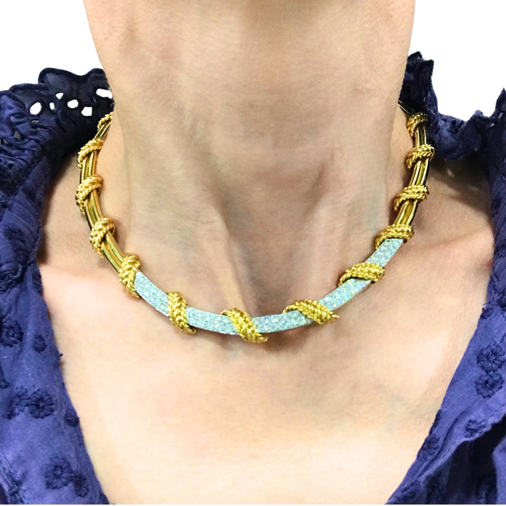 Tiffany & Co. 18k Gold Diamond Collar Necklace Rope Design