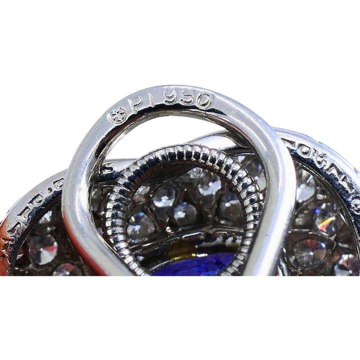 Vintage Heart Shaped Earrings Platinum Diamond Heart Cut Sapphire Estate Jewelry