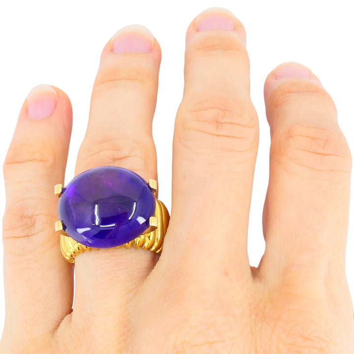 Amethyst Ring Signed Tambetti 18k Gold Cocktail Ring