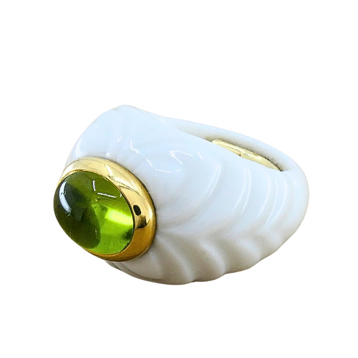 Bvlgari Bulgari Chandra Ring Porcelain Peridot 18k Gold