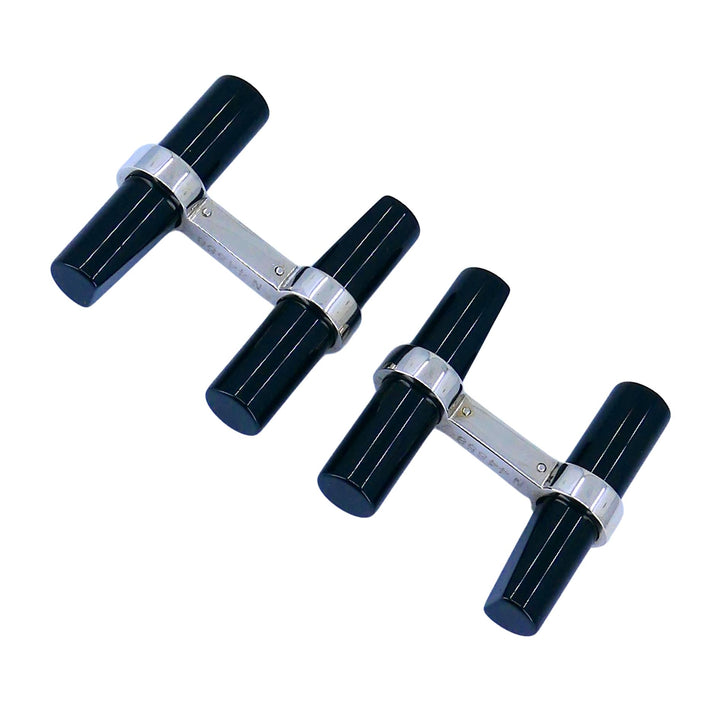 Vintage Cartier 18k White Gold Onyx Cufflinks