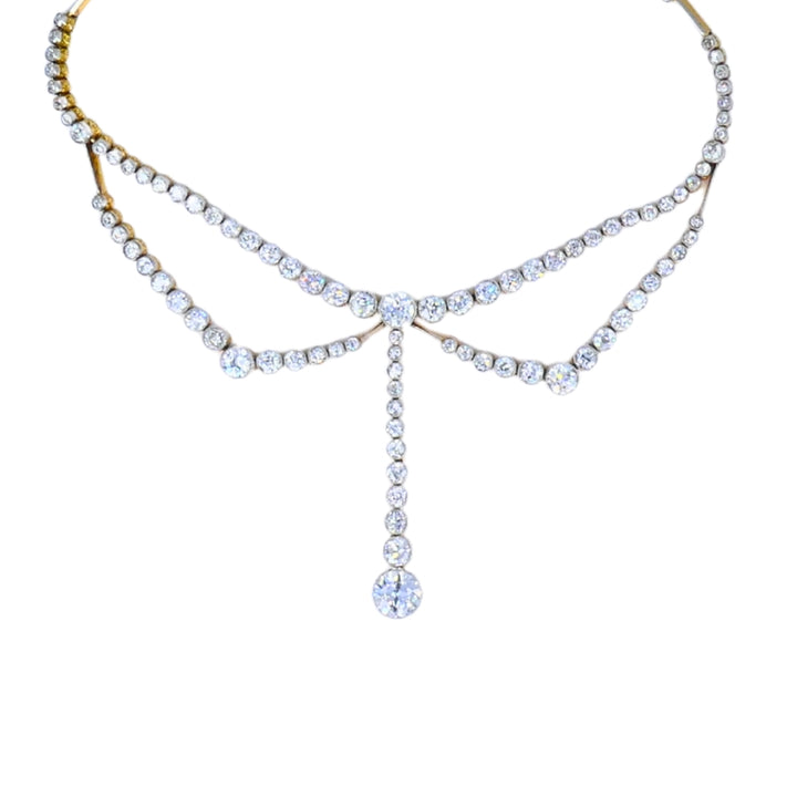 Edwardian Art Deco Necklace Platinum Diamond Vintage Jewelry Antique