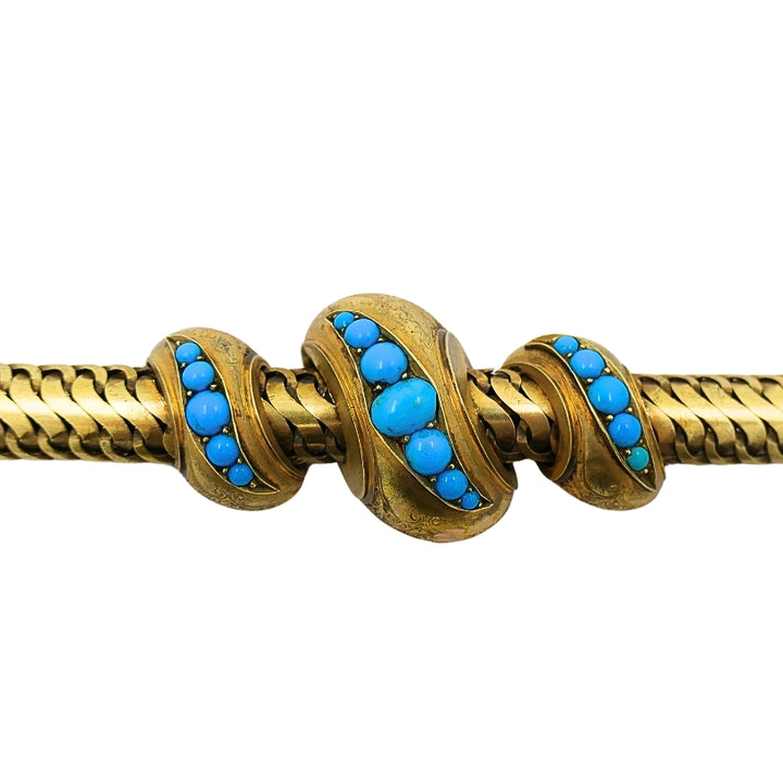Antique Snake Bracelet Turquoise 10k Gold