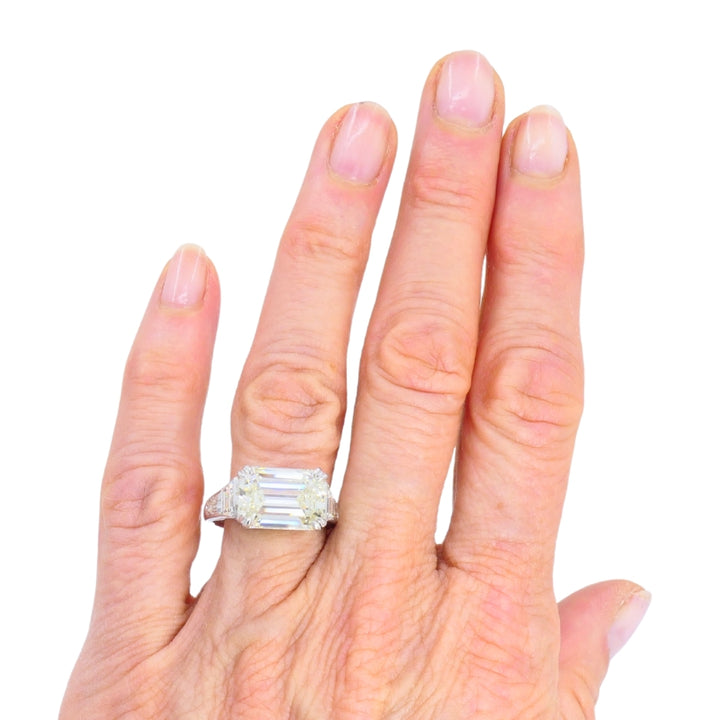 Vintage Platinum Engagement Ring Emerald Cut Diamond 6.28cts Estate Jewelry