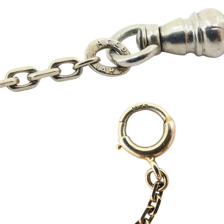 14k Gold Key Pendant Necklace Pearls and Black Enamel