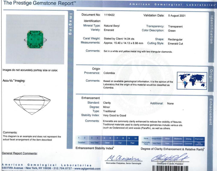 Vintage Harry Winston Emerald Diamond Platinum Ring 14.04 Carat Colombian AGL