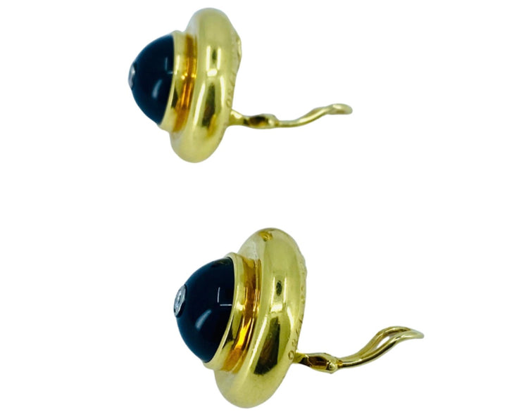 Paloma Picasso  Vintage Earrings 18k Gold Onyx Diamond